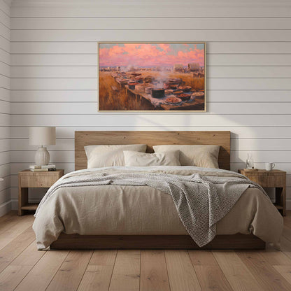 Western Chuckwagon Dinner Canvas Art – styled room view 12