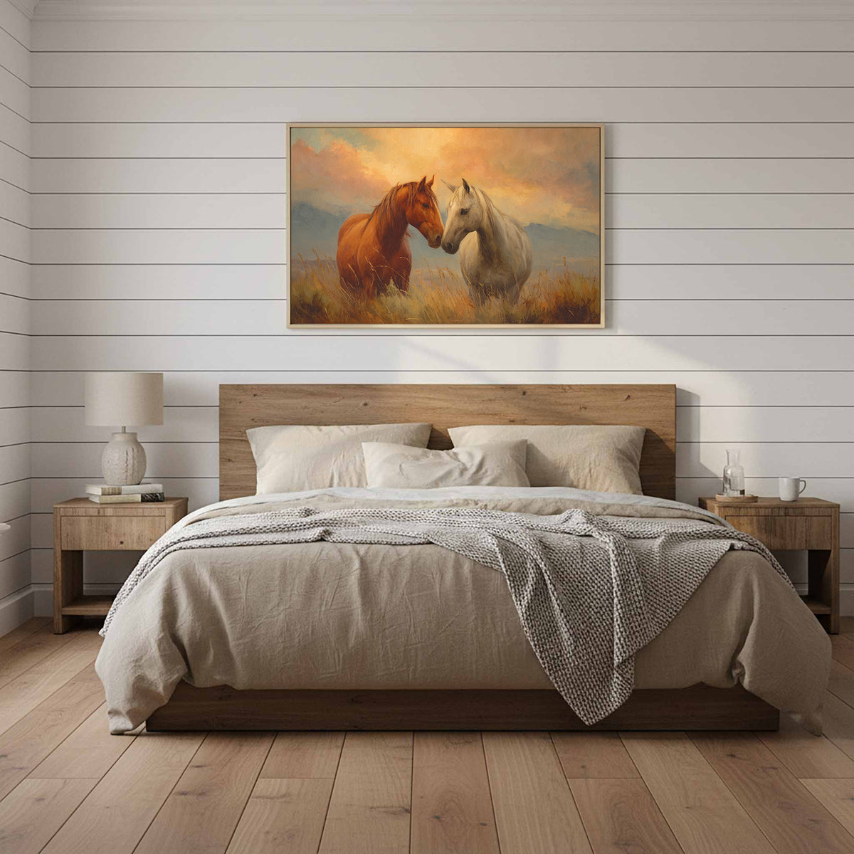 Romantic Horse Canvas Wall Art – styled room view 12