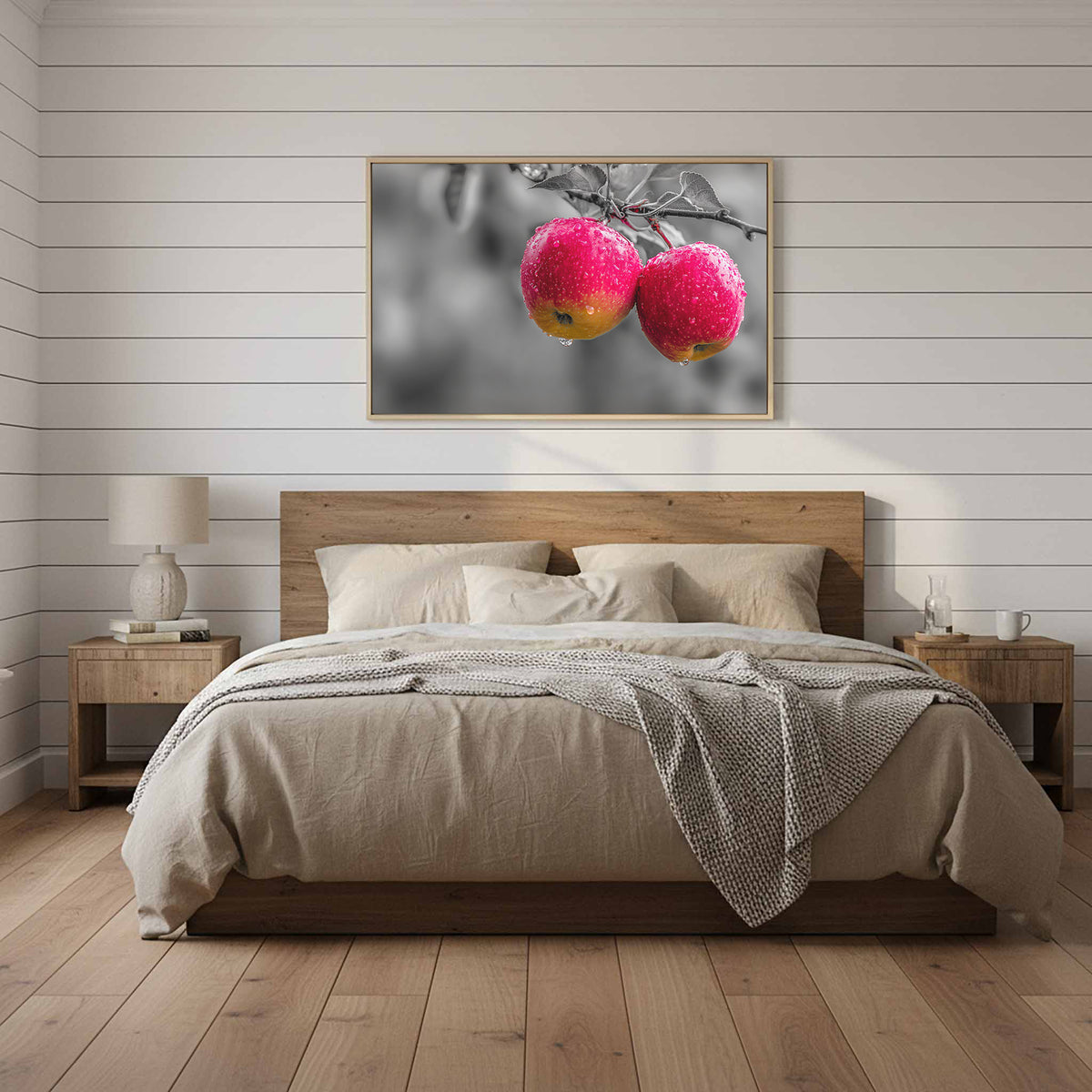 Red Apple Canvas Wall Art – styled room view 10