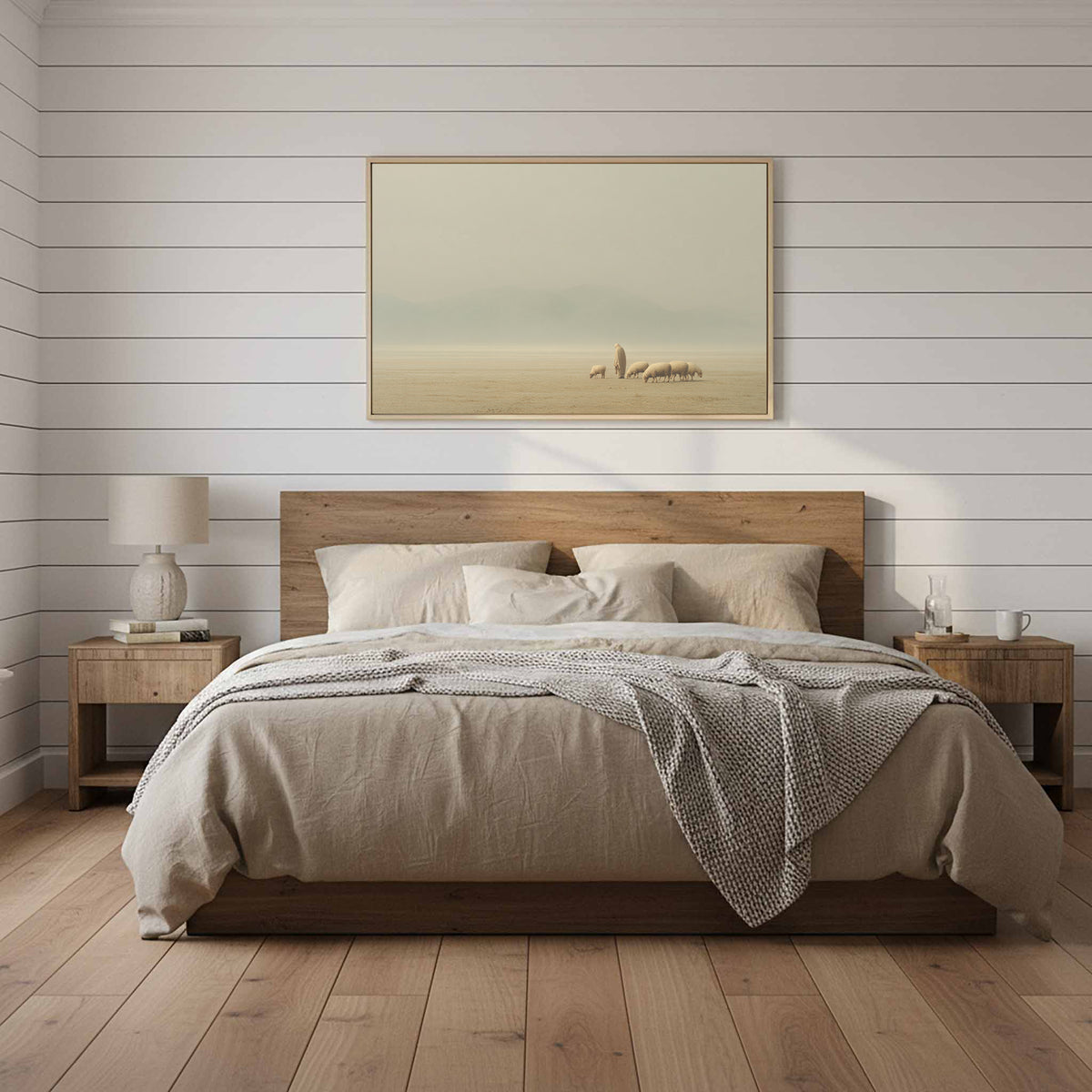 Jesus with Sheep Canvas Wall Art – styled room view 11