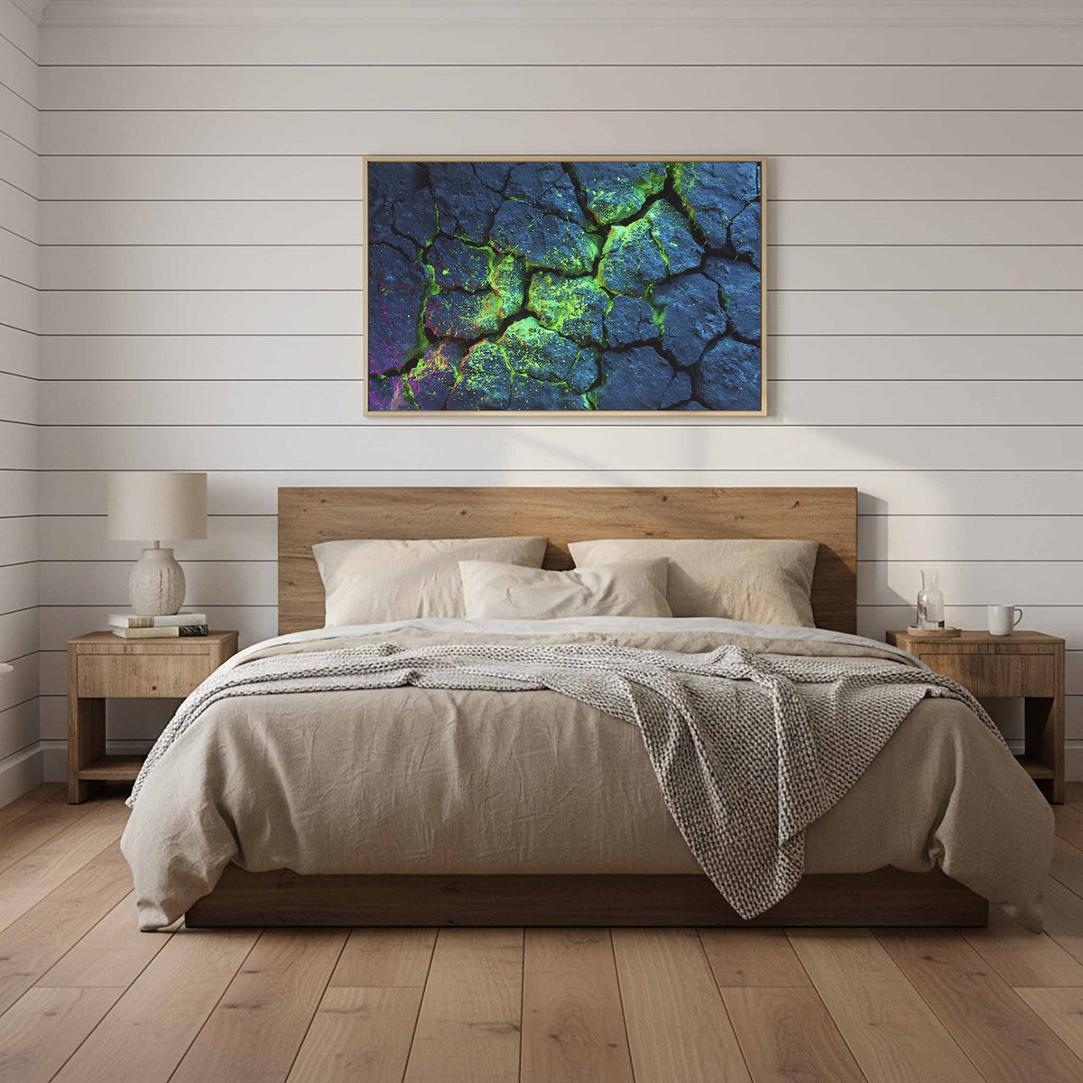 Cracked Rock Wall Canvas Art – styled room view 9