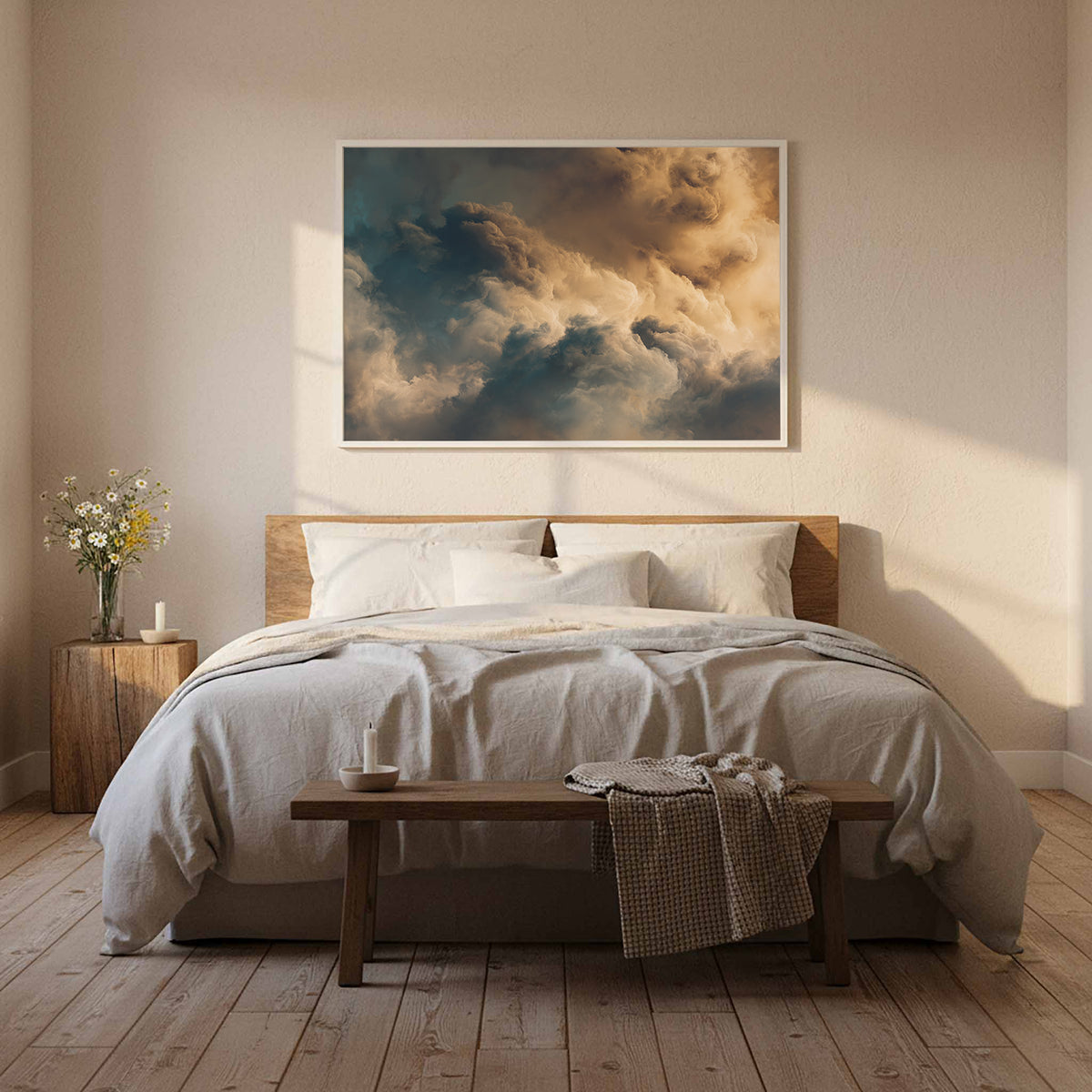 Abstract Cloud Wall Art – styled room view 11