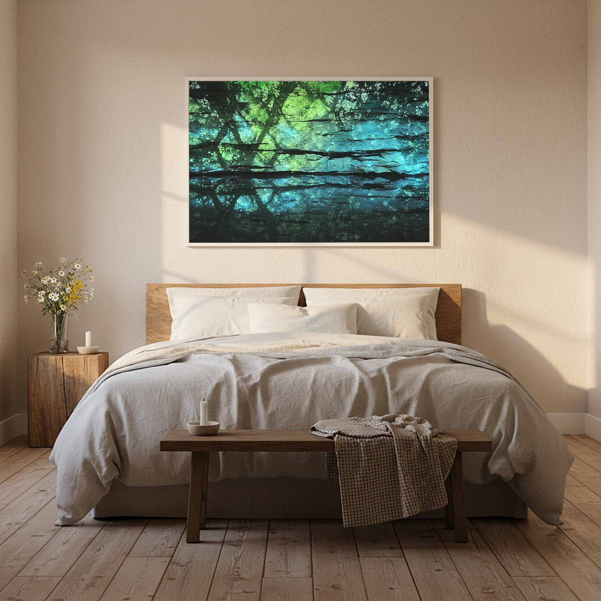 Illuminated Cave Wall Art – styled room view 7