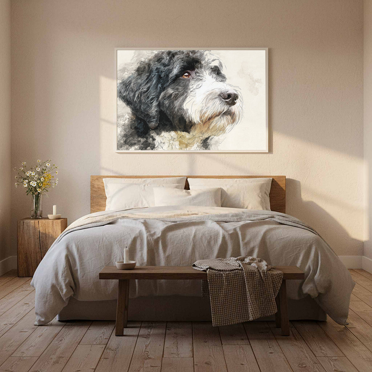 Portuguese Water Dog Canvas Print – styled room view 12