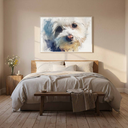 Maltese Dog Portrait Canvas Print – styled room view 10