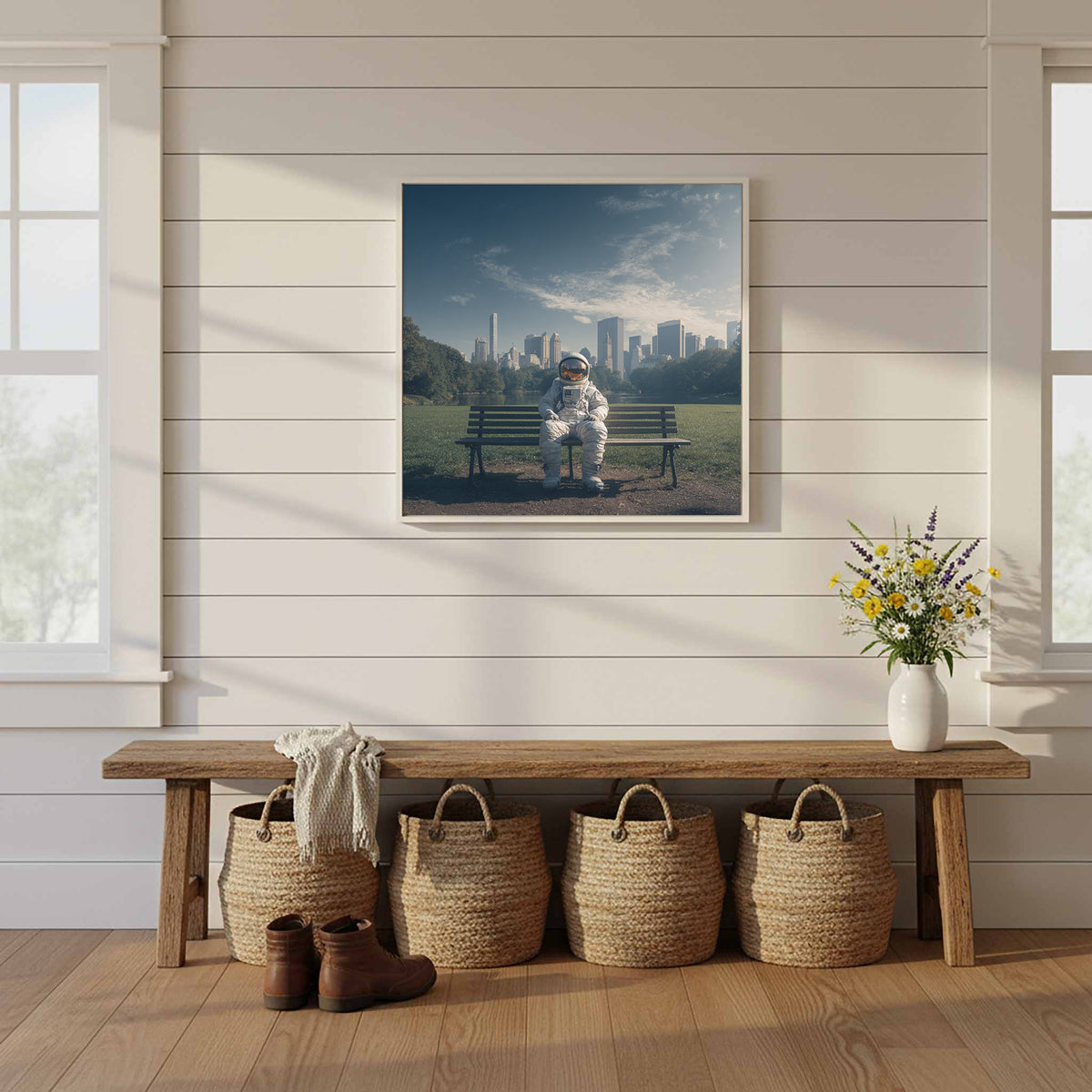 Astronaut Canvas Wall Art – styled room view 10