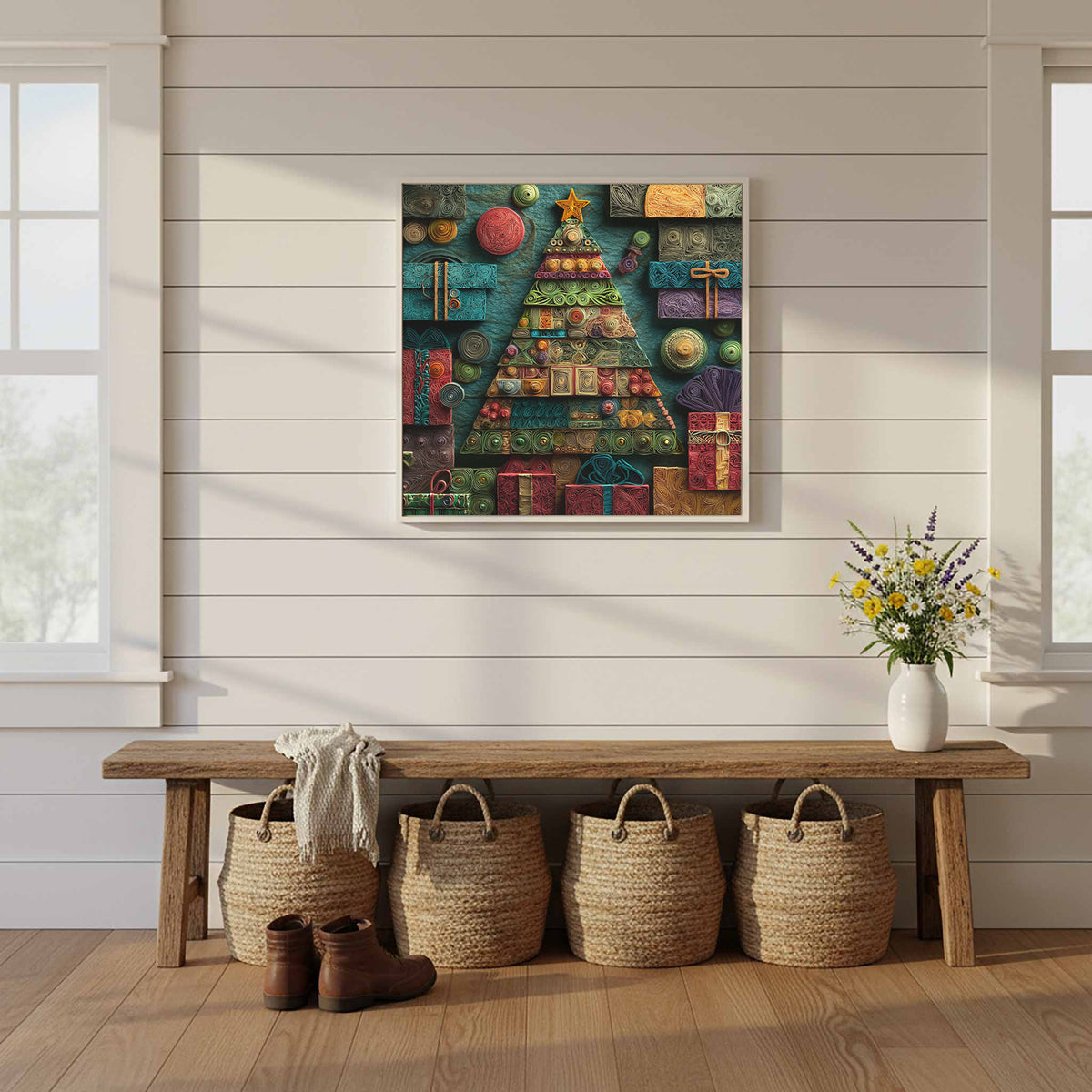 Christmas Tree Wall Art – styled room view 12