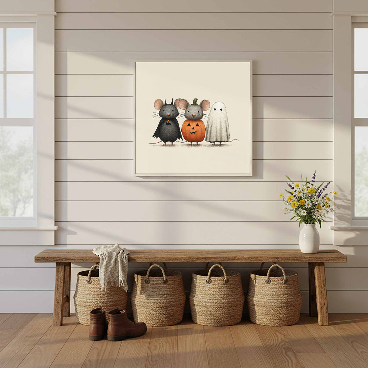 Halloween Mice Wall Art – styled room view 11
