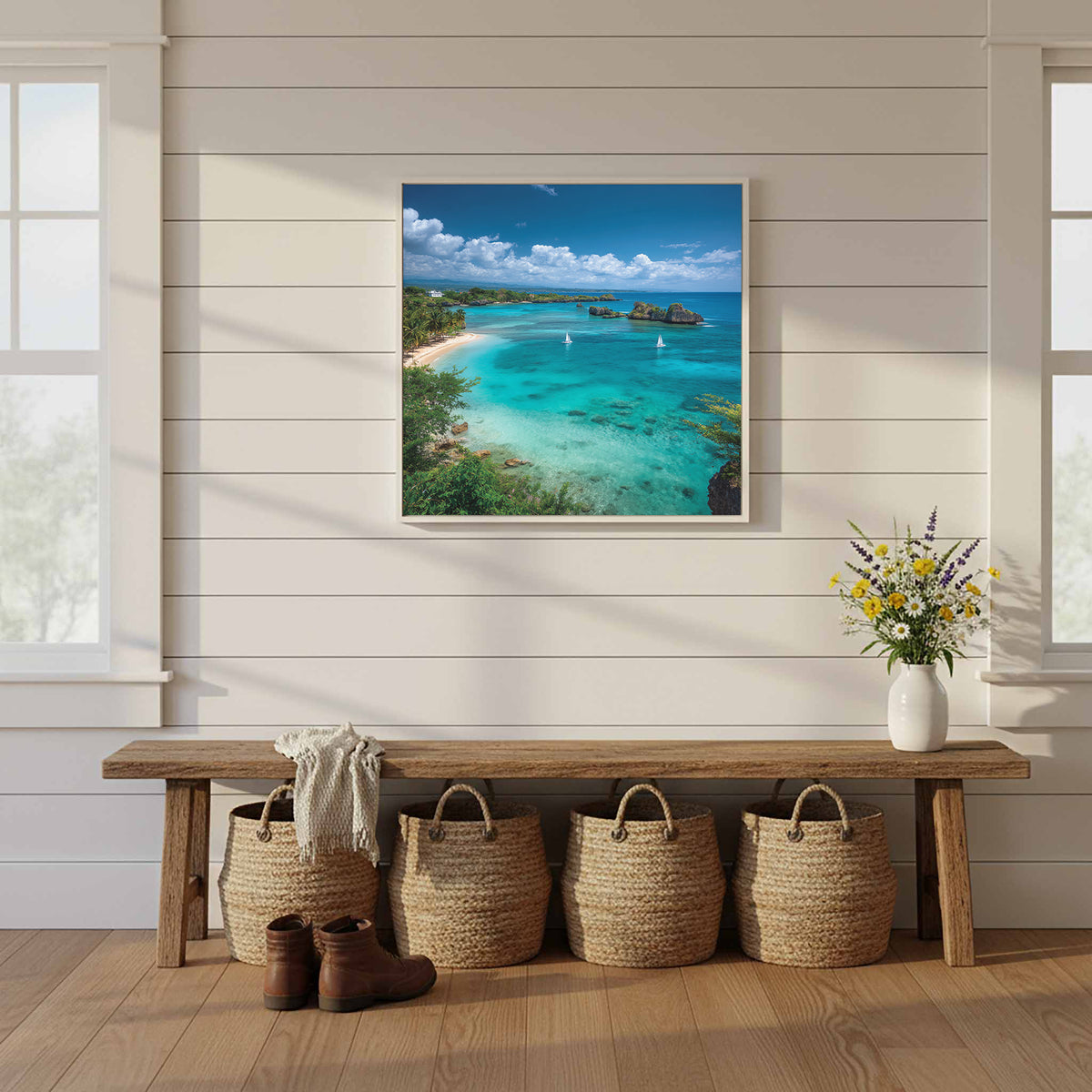 Tropical Beach Canvas Print – styled room view 10