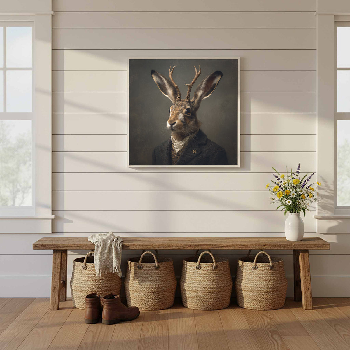 Jackalope Portrait Print – styled room view 11