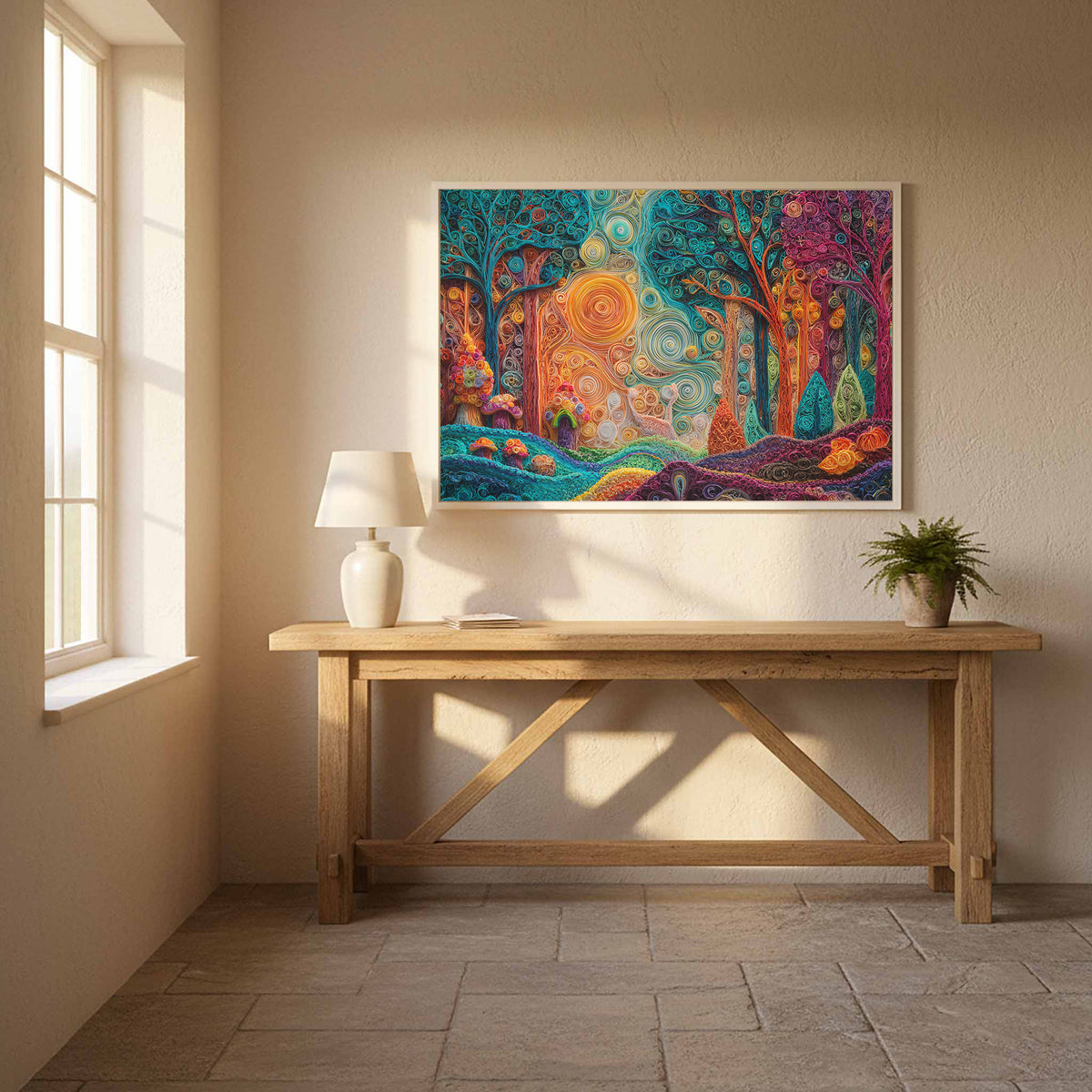 Forest Canvas Art – styled room view 10