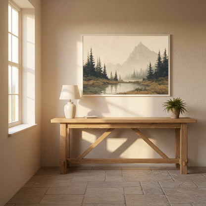 Mountain Landscape Canvas Wall Art – styled room view 12