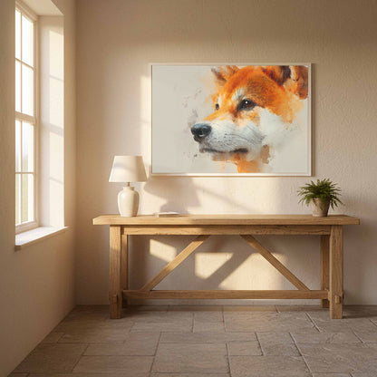 Shiba Inu Dog Portrait Canvas Wall Art – styled room view 12
