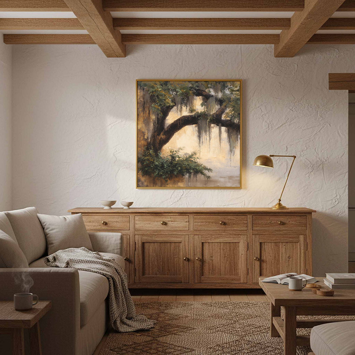 Oak Tree Canvas Wall Art – styled room view 11