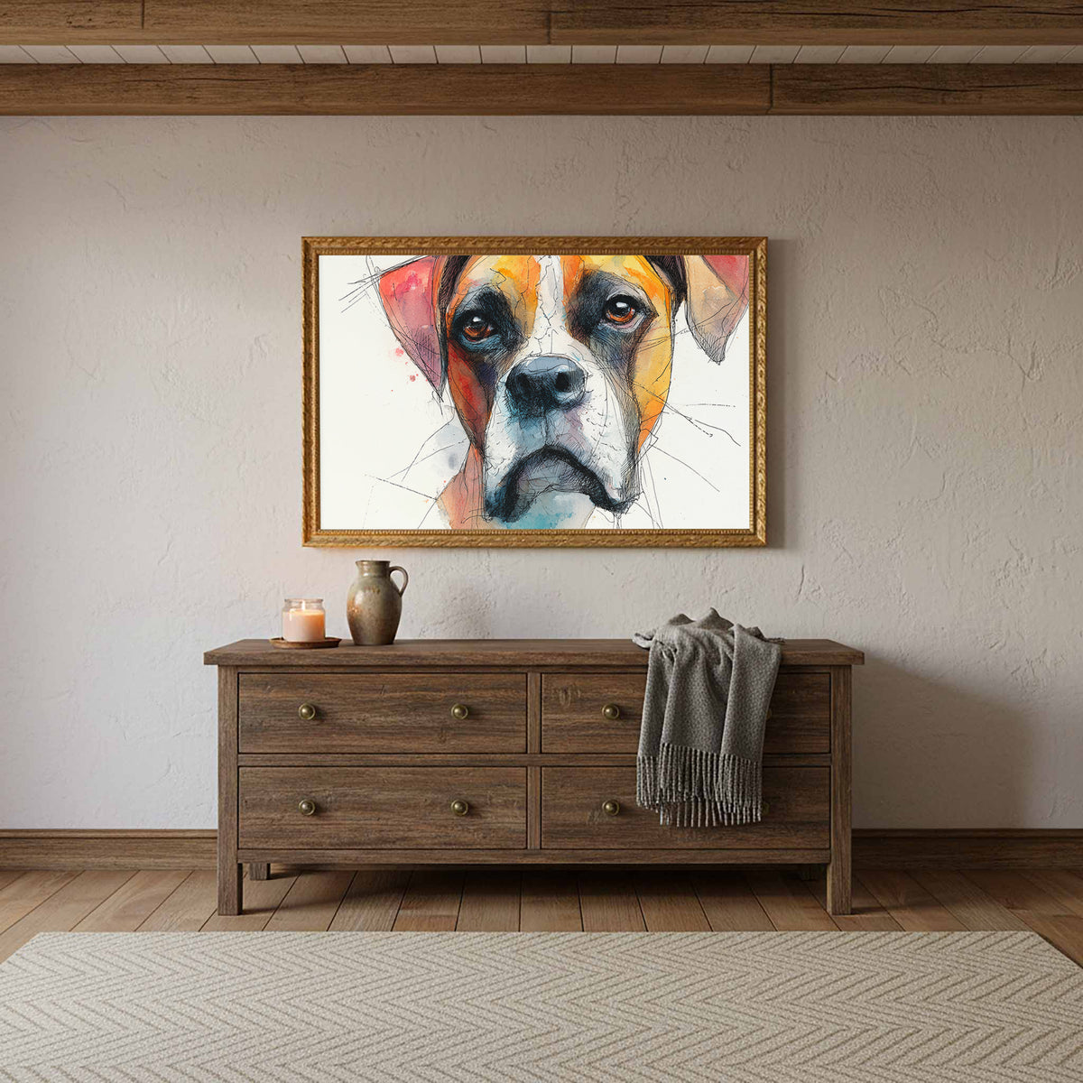 Dog Portrait Canvas Wall Art – styled room view 11