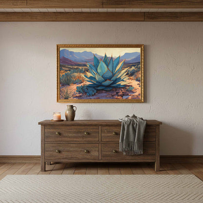 Desert Agave Canvas Wall Art – styled room view 12