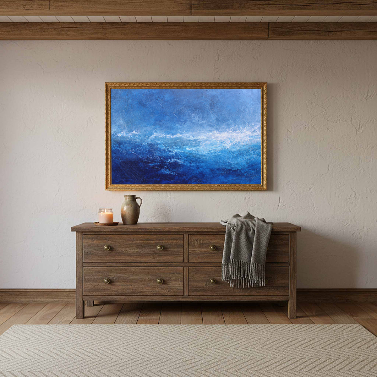 Abstract Ocean Canvas Print – styled room view 10