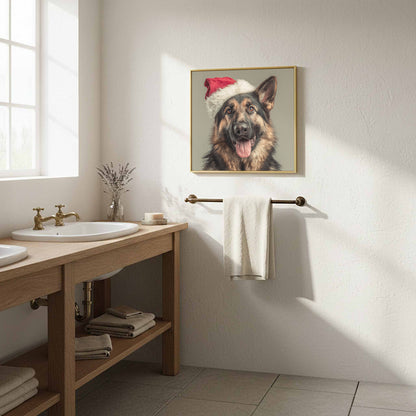 German Shepherd Santa Hat Canvas Print – styled room view 11