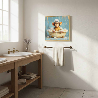 Young Monkey Bathtub Print – styled room view 11