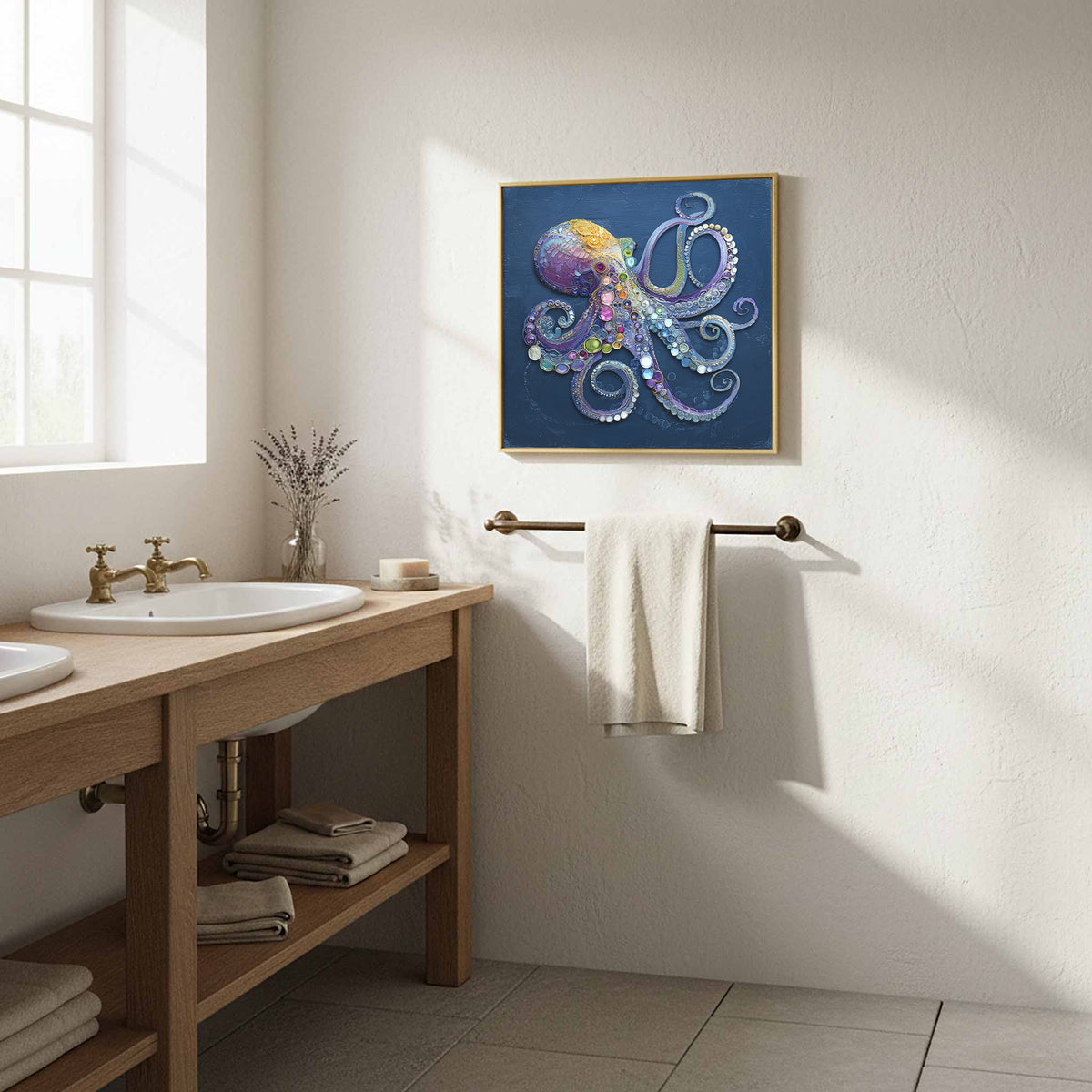 Decorative Octopus Canvas Wall Art – styled room view 10