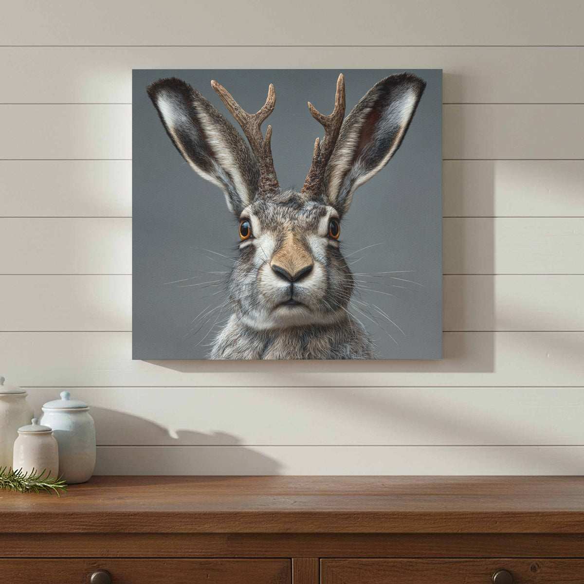 Jackalope Canvas Wall Art – styled room view 11