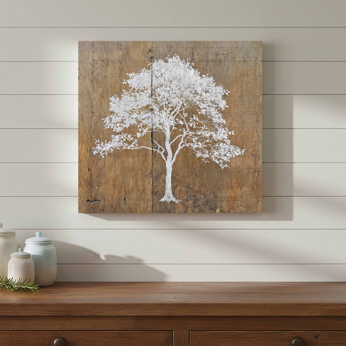 White Tree Silhouette Wall Art – styled room view 10