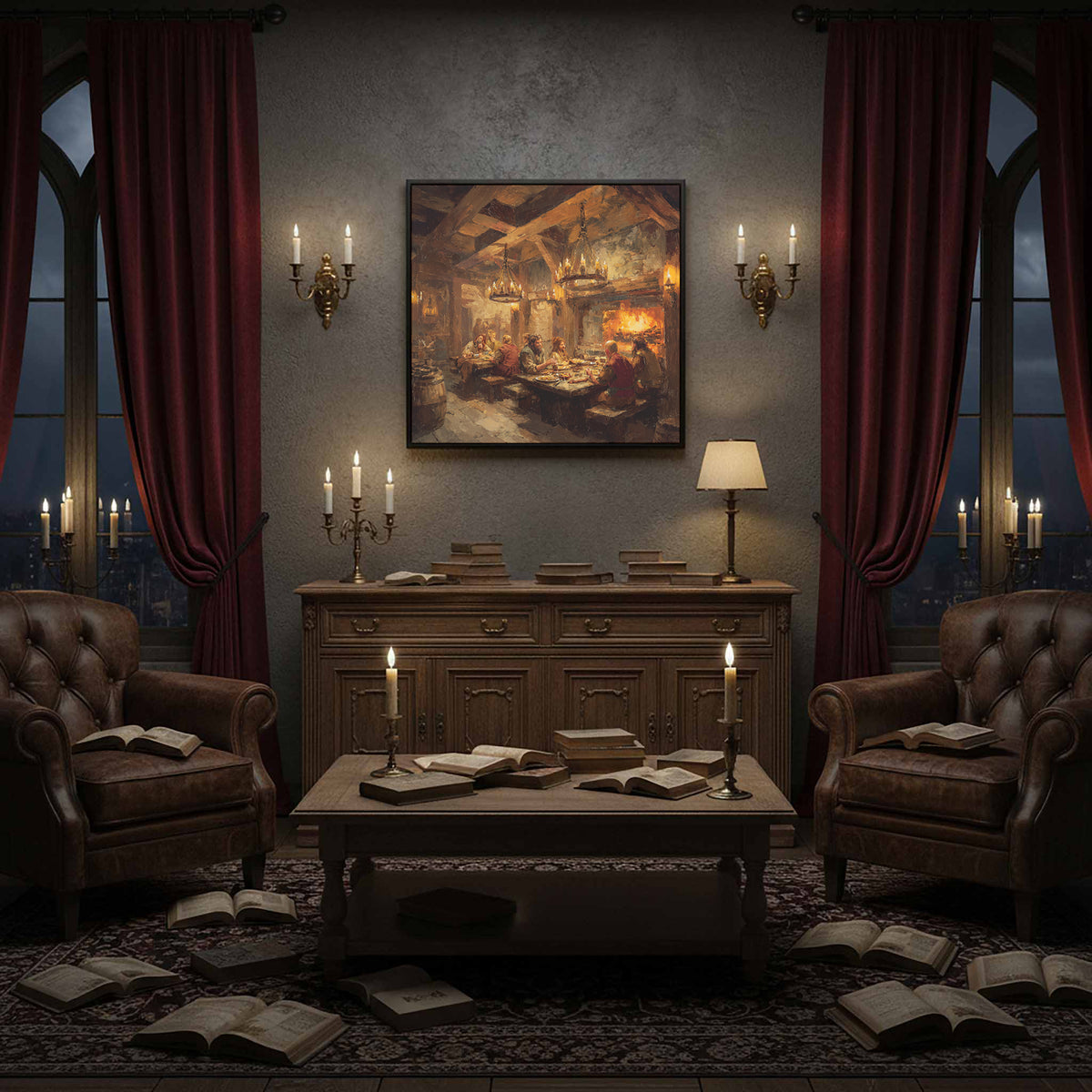 Medieval Tavern Canvas Print – styled room view 7