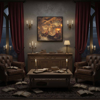 Medieval Tavern Canvas Print – styled room view 7