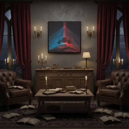Futuristic Laser Tree Canvas Print – styled room view 11