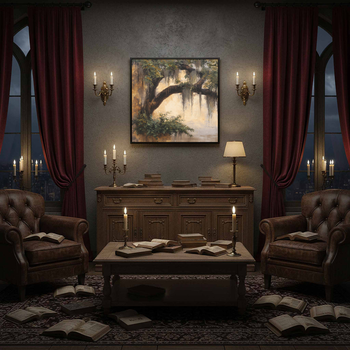 Oak Tree Canvas Wall Art – styled room view 12