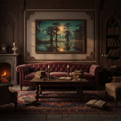 Gothic Swamp Canvas Wall Art – styled room view 11