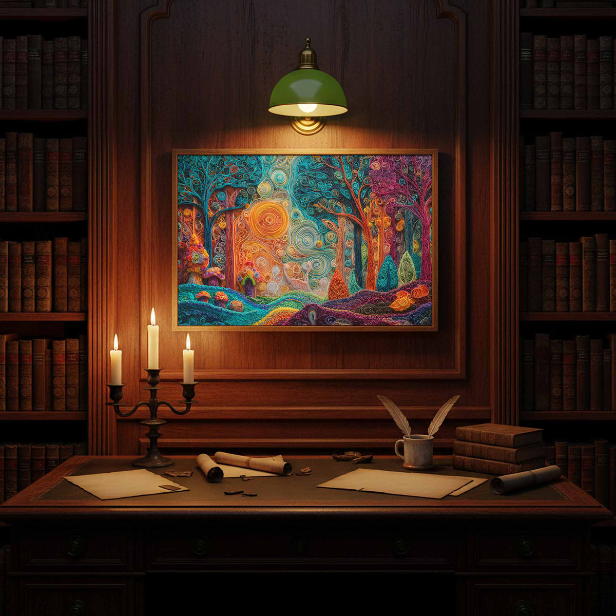 Forest Canvas Art – styled room view 11