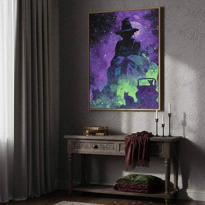 Witch Silhouette Digital Art Print – styled room view 10