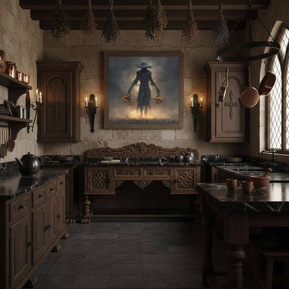 Dark Fantasy Scarecrow Canvas Art – styled room view 10