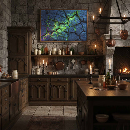 Cracked Rock Wall Canvas Art – styled room view 10
