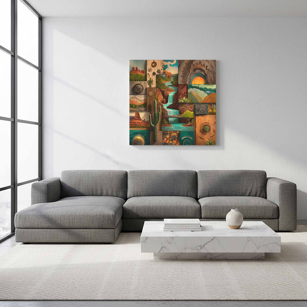 Arizona Desert Landscape Canvas Print – styled room view 11
