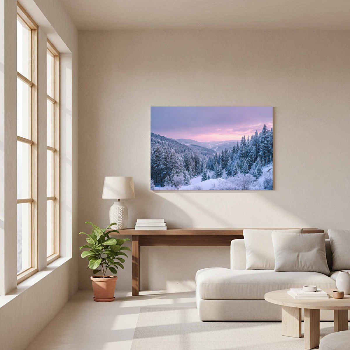 Winter Forest Canvas Print – styled room view 11