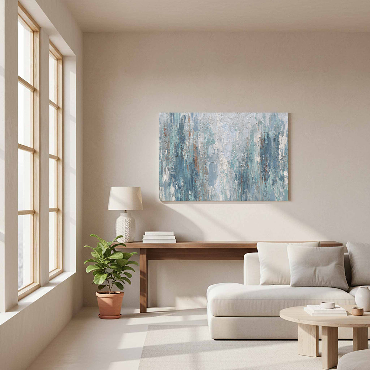 Abstract Forest Canvas Wall Art – styled room view 11