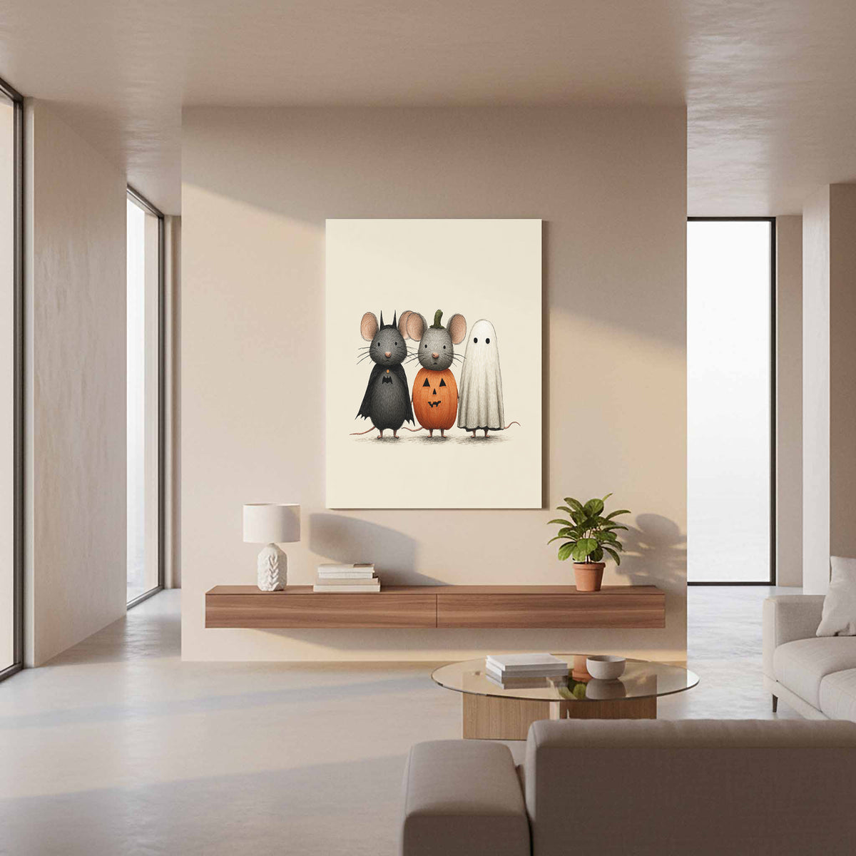 Halloween Mice Wall Art – styled room view 12