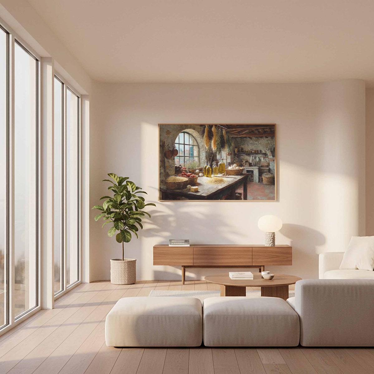 Tuscan Kitchen Canvas Art – styled room view 12