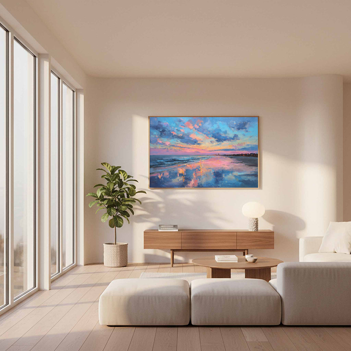 Cape Cod Beach Canvas Art – styled room view 12