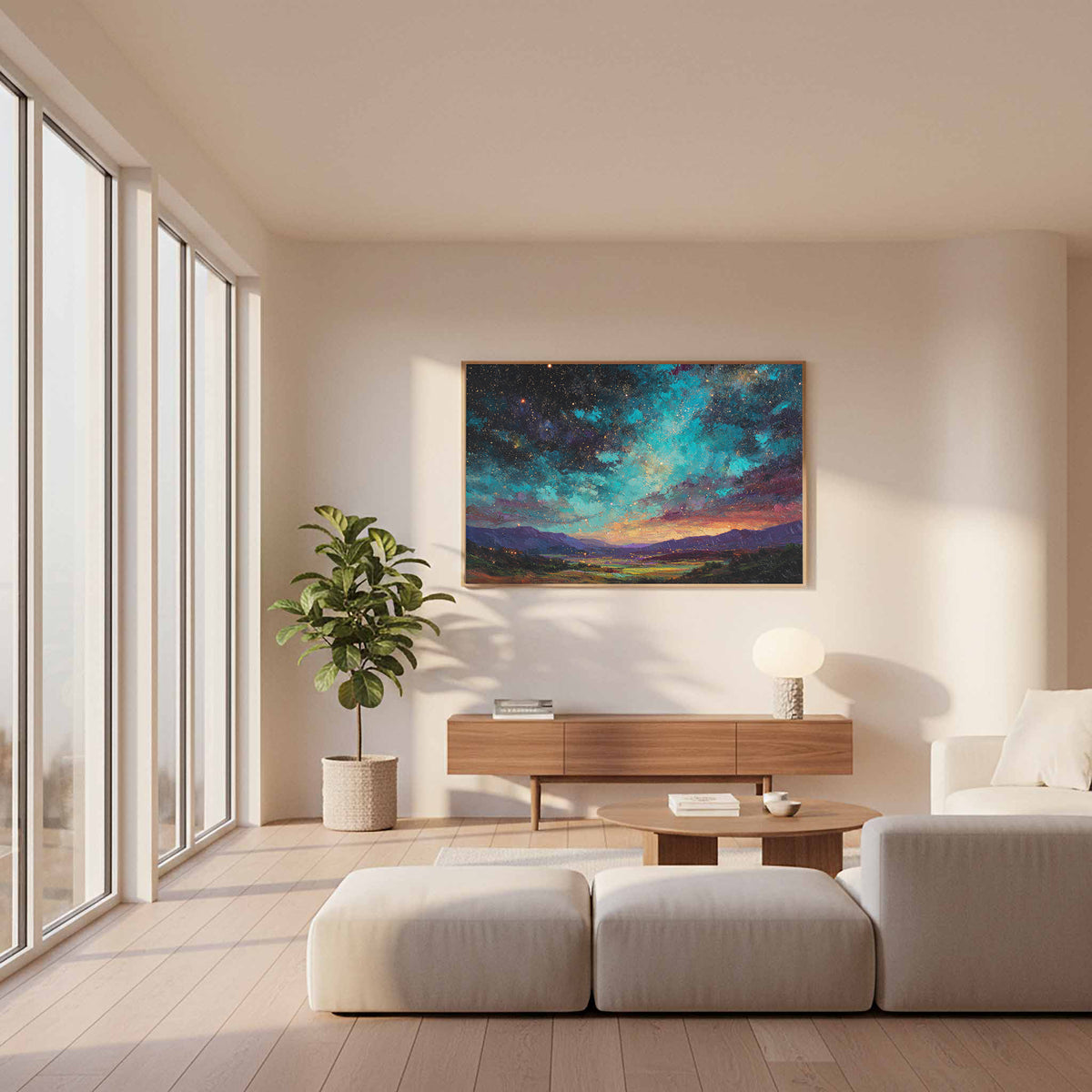 Cosmic Starry Night Canvas Wall Art – styled room view 12