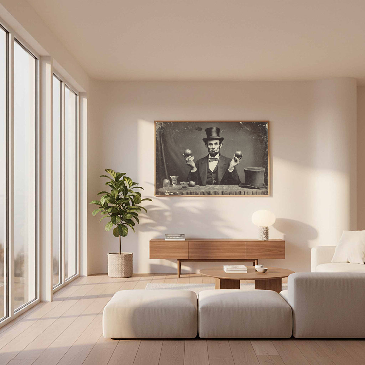 Lincoln Portrait Canvas Art – styled room view 11