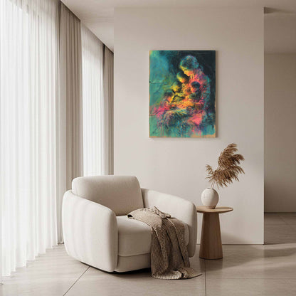 Mother &amp; Children Abstract Canvas Art – styled room view 11