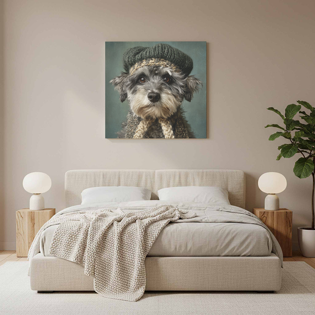 Schnoodle Dog Canvas Wall Art – styled room view 12