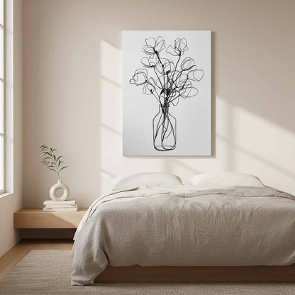 Minimalist Line Art Floral Print – styled room view 9