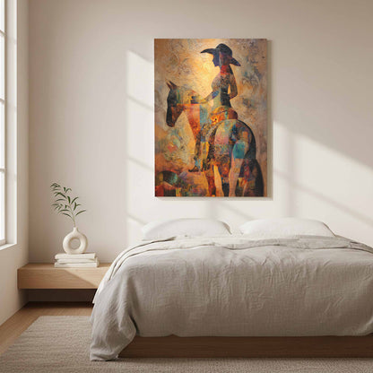 Western Cowgirl Abstract Canvas Art – styled room view 11