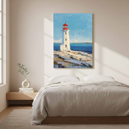 Peggy's Point Lighthouse Canvas Wall Art – styled room view 11