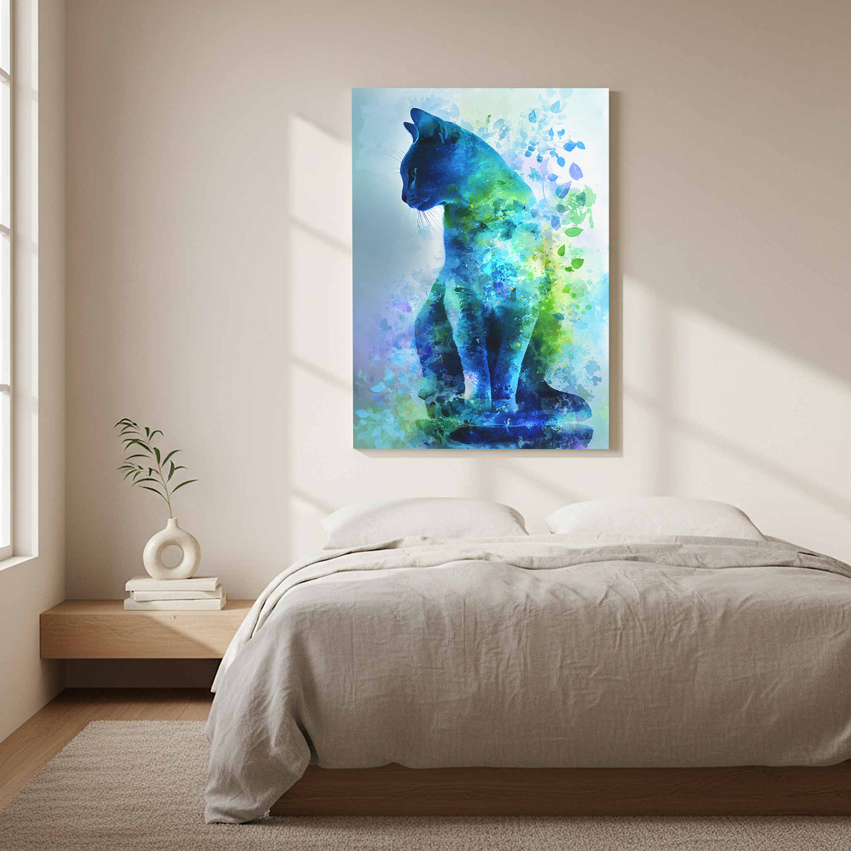 Russian Blue Cat Canvas Print – styled room view 11