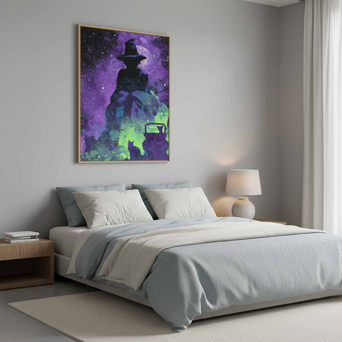 Witch Silhouette Digital Art Print – styled room view 11